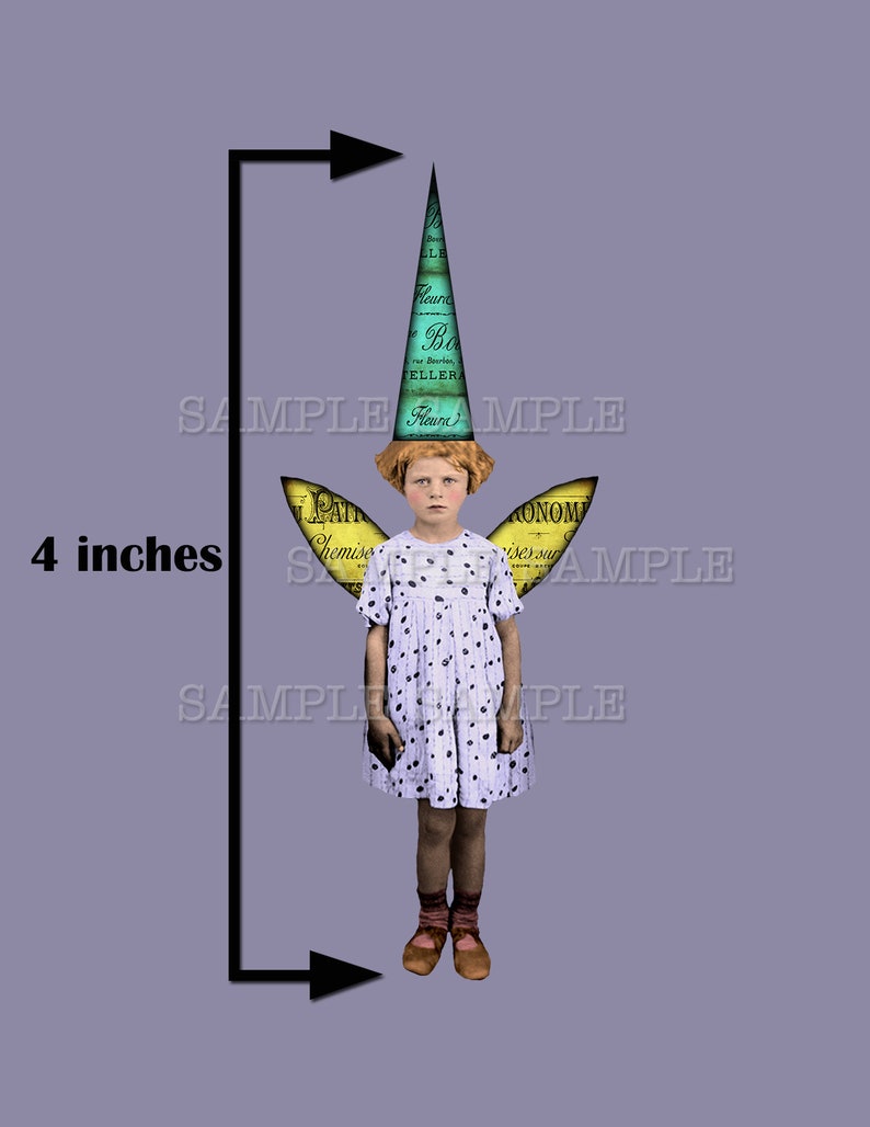 Back to Basic Fairies. 4 inch fairies with wings and hats. Printable sheet, plus 11 individual PNG files Sheet no. FS327 image 4