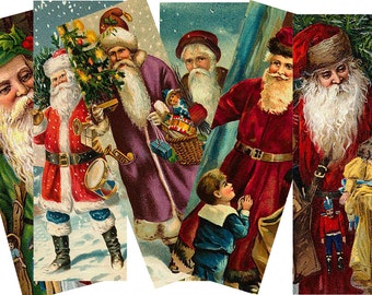 Digital Collage Sheet Christmas 1X3 Santa Images (Sheet no. O90) Instant Download