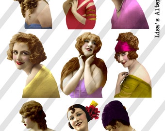 Ladies, Digital Collage Sheet,Vintage Ladies  No. 11, Vintage Women, PNG Sheet Included (Sheet no. L11) Instant Download