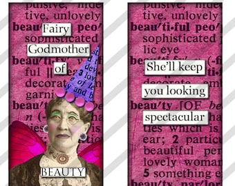 Digital collage sheet  1 X 2 inch  Domino Slides  Fairy Godmother's   (Sheet no. FS189) Funny-Instant Download