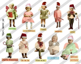 Digital Collage Sheet Christmas Fairies No. 2 (Sheet no. H10) Instant Download