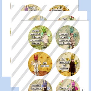 Digital Collage Sheet, Circle images, Round, Inspiration Fairies, 4 Sizes, 1.5, 2, 2.5, and 3 Sheet no. FS310 Instant Download image 5