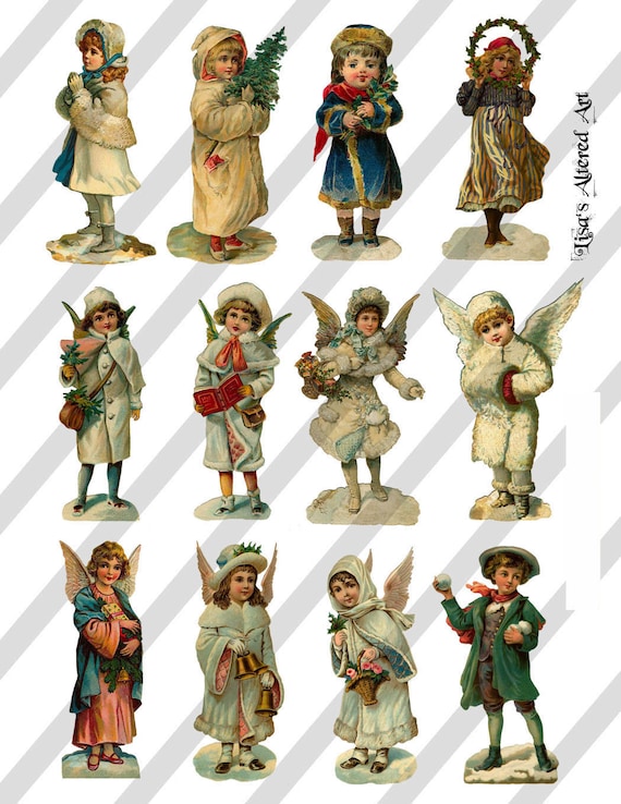 Download Digital Collage Sheet Victorian Christmas Images Sheet No Etsy PSD Mockup Templates