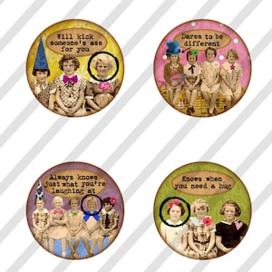 1 inch Circles, Digital Collage Sheet, Bottle Cap, Round Images,  Girlfriends NO. 2 (Sheet no.FS157) Instant Download