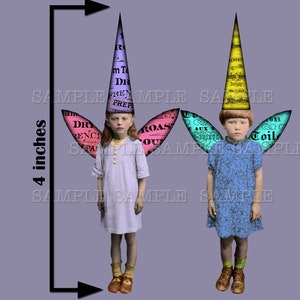 Back to Basic Fairies. 4 inch fairies with wings and hats. Printable sheet, plus 11 individual PNG files Sheet no. FS327 image 6