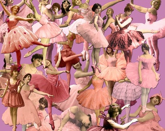 Digital Kit- No.16  -For Digital Art- Ballet- Pink Ballerinas-25 Different Ballerina's- PNG files-Instant Download