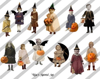 Digital Collage Sheet Vintage  Halloween Children PNG file available (Sheet no. H2) Instant Download