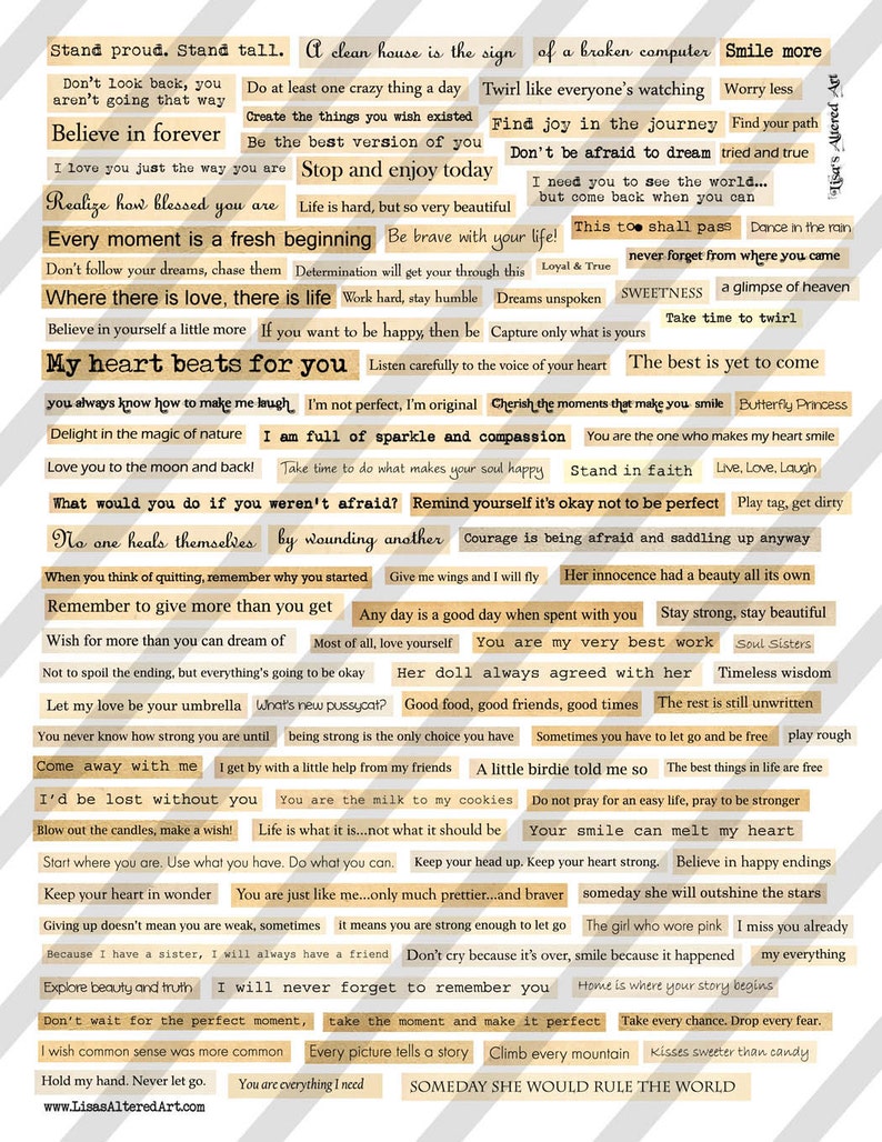 Digital Phrase Collage Sheet 10 Sheet no. FS209 PNG available-Instant Download image 1
