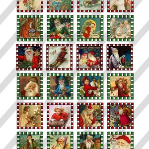 Digital Collage Sheet Altered Art Slide Images 1 inch and 1.5 X1.5 Christmas Sheet no.O96 Instant Download image 1