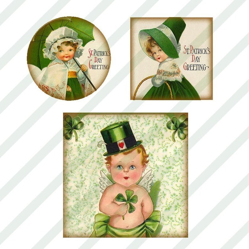 Digital Collage Sheet St. Patrick's Day Various Sized Images for Slides and Charms Sheet no. FS82 Instant Download image 2