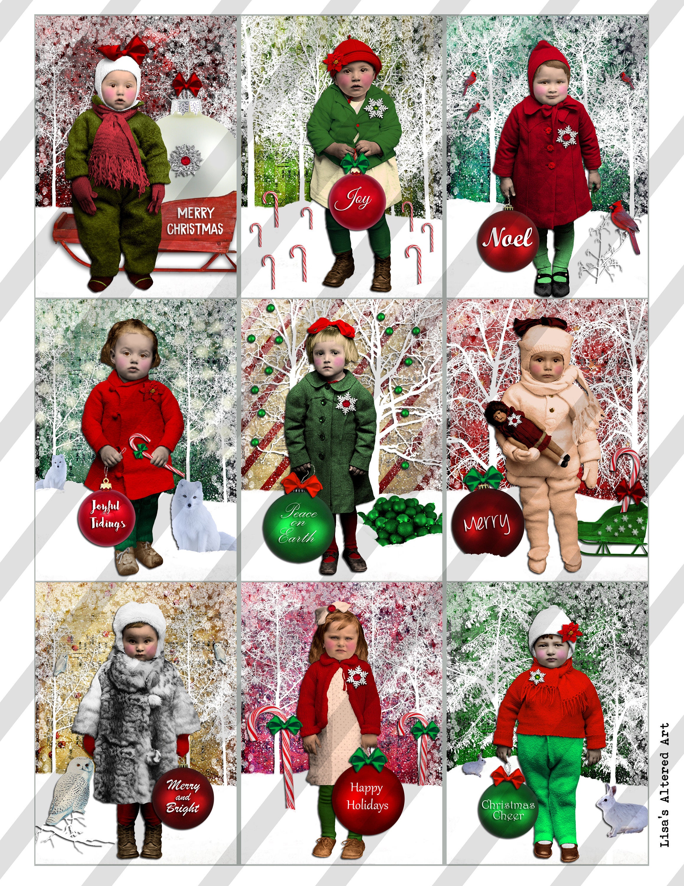Digital Collage Sheet Christmas Fairies 2 5 X 3 5 Nine Etsy
