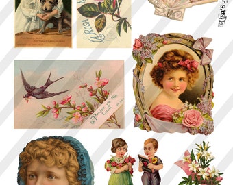 Digital Collage Sheet  Vintage Victorian Images  (Sheet no. O166) Ephemera-Instant Download