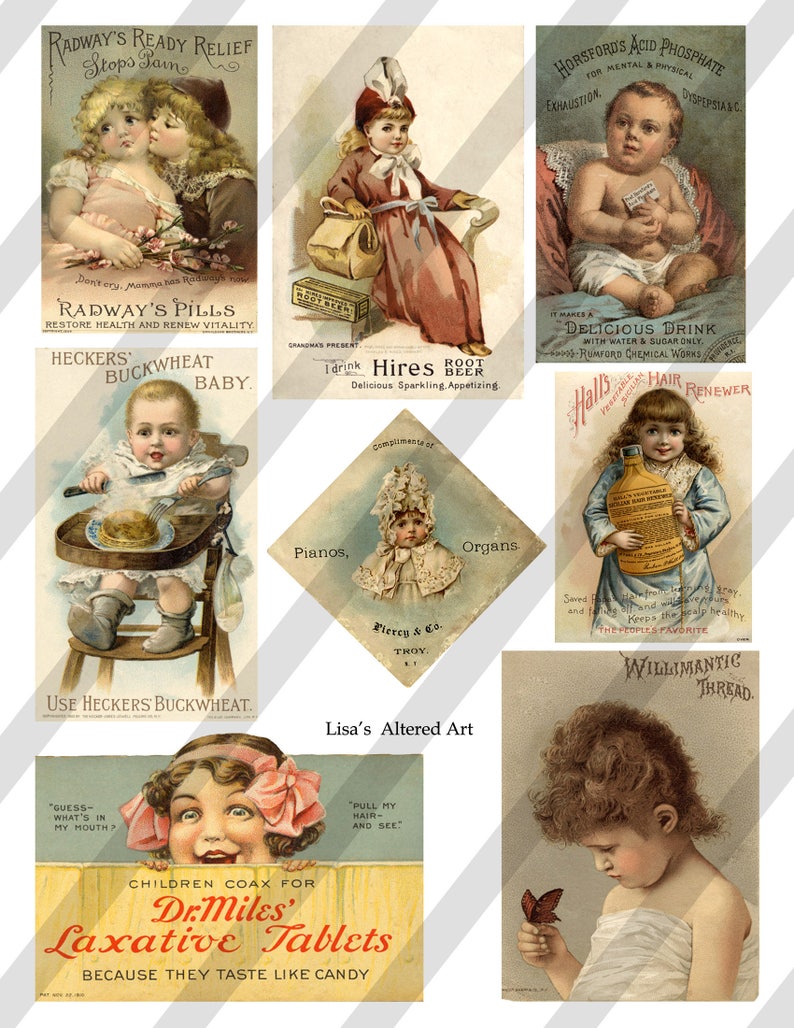 Digital Collage Sheet, Vintage Advertising Images, Junk Journal Ephemera, Individual PNG files Sheet no. O266 Ephemera-Instant Download image 1