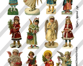 Digital Collage Sheet Victorian Christmas Images (Sheet no. O91) Instant Download