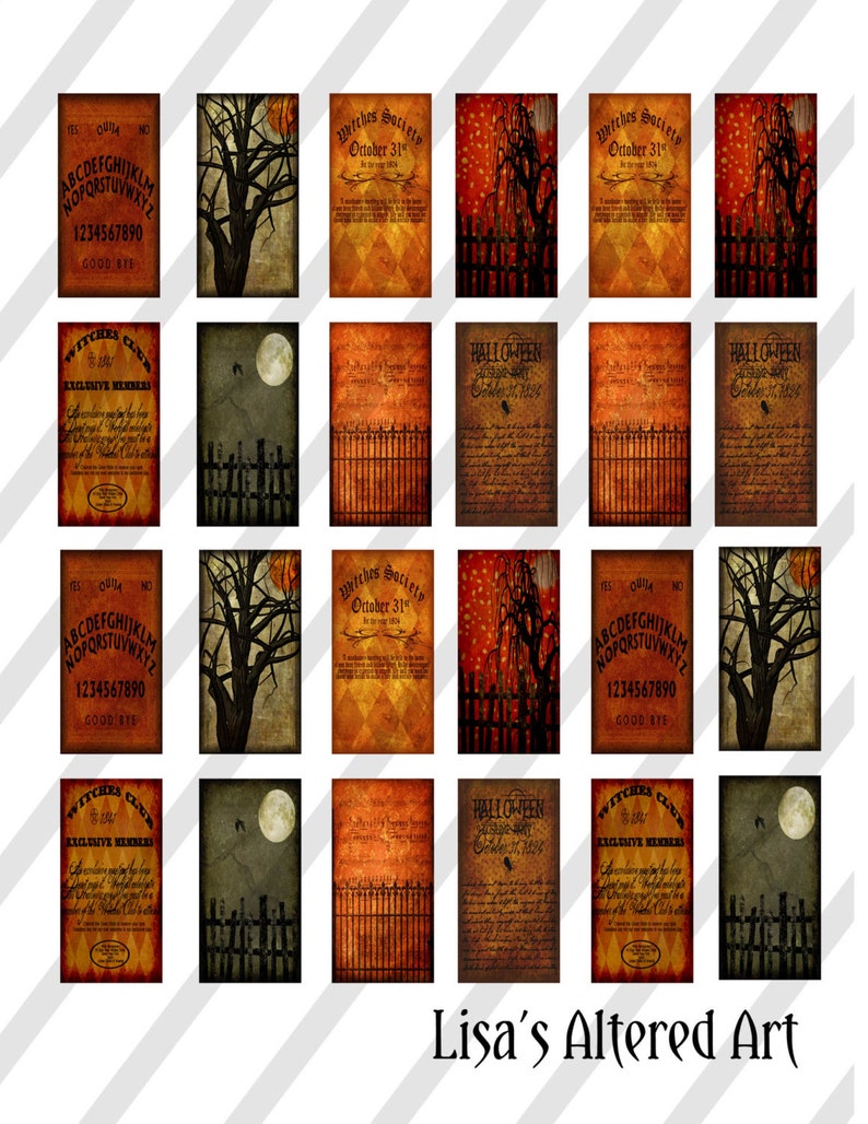 Digital Collage Sheet ,Domino Halloween Images 1X2 Sheet no. O247 Instant Download image 1