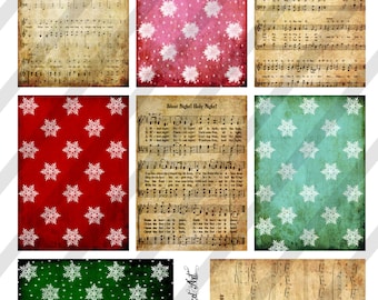 Digital Collage Sheet Vintage Christmas Background Images, ATC Size Backgrounds (Sheet no. O248) Instant Download