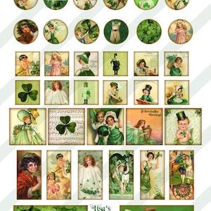 Digital Collage Sheet St. Patrick's Day Various Sized Images for Slides and Charms Sheet no. FS82 Instant Download image 1