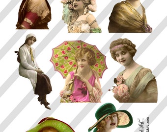 Digital Collage Sheet  Vintage Women Images (Sheet no. O216) Instant Download