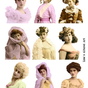 Ladies, Digital Collage Sheet,Vintage Ladies No. 14, Vintage Women, PNG Sheet Included Sheet no. L14 Instant Download image 1