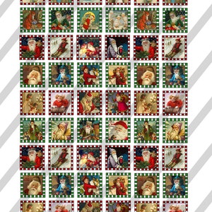 Digital Collage Sheet Altered Art Slide Images 1 inch and 1.5 X1.5 Christmas Sheet no.O96 Instant Download image 2