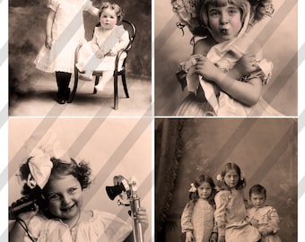 4 Beautiful Vintage Photos. Digital Collage sheet. Sheet no. (FS328)