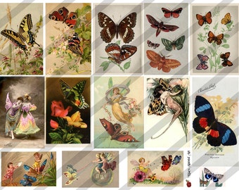 Vintage Butterfly Images,  Ephemera Digital Collage Sheet  (Sheet no. E5) Instant Download