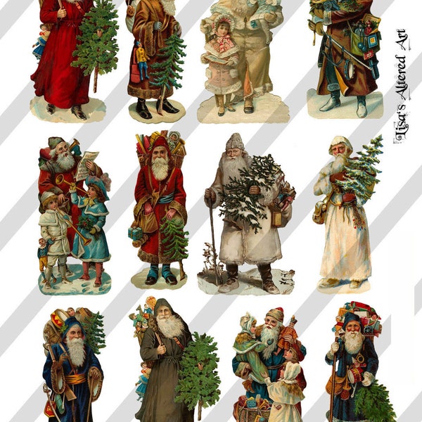 Digital Collage Sheet Victorian Santa Claus Images (Sheet no. O94) Instant Download