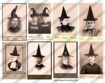 Digital Collage Sheet Halloween Witches No. 3  (Sheet no. H24) Instant Download