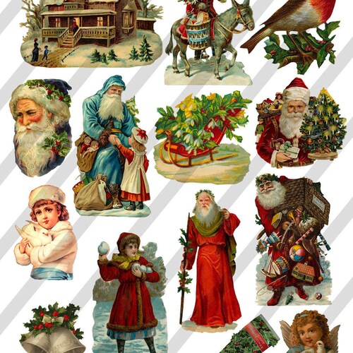 Digital Collage Sheet Victorian Santa Claus Images sheet No. - Etsy