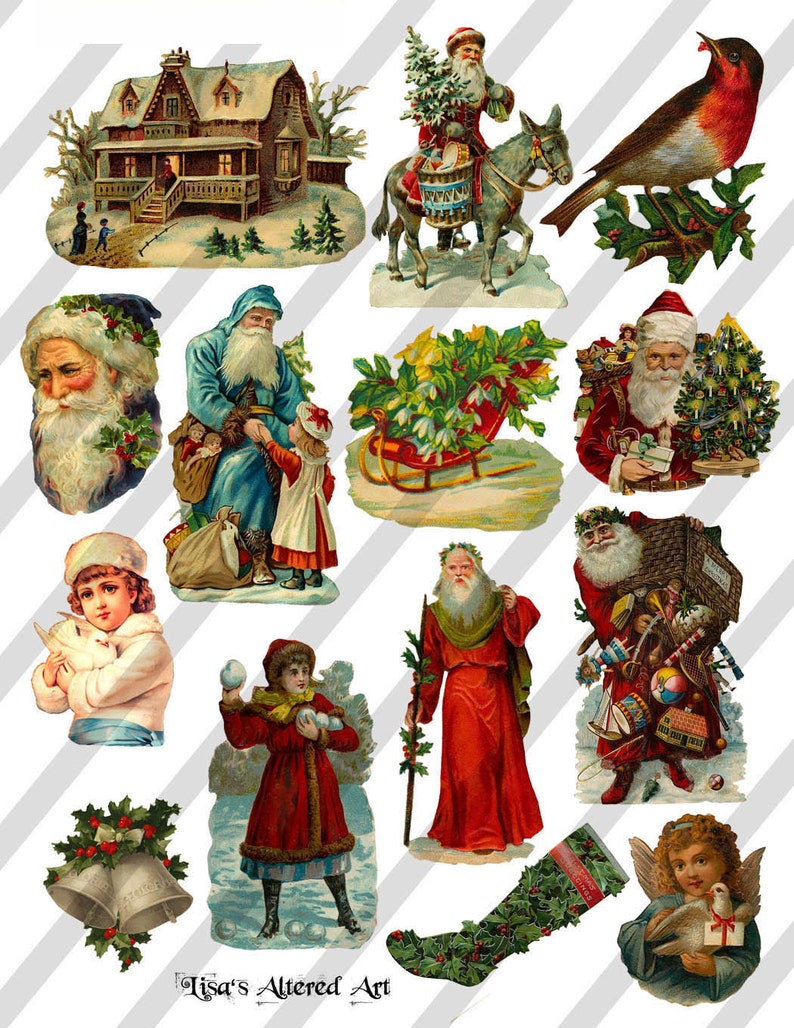 Digital Collage Sheet Victorian Christmas Images sheet No. - Etsy