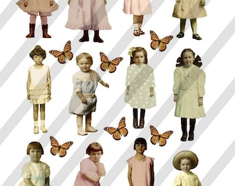 Digital Collage Sheet Children  (Sheet No. F1) Instant Download