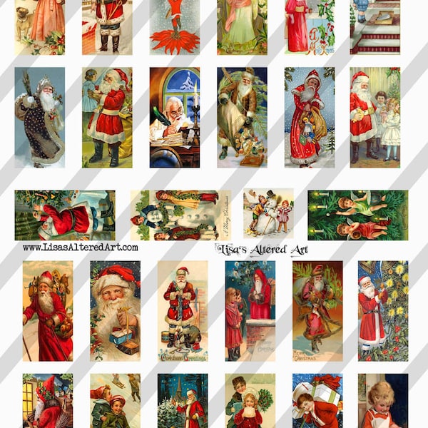 Digital Collage Sheet Christmas 1X2 Domino Postcard Images (Sheet no. O95) Instant Download