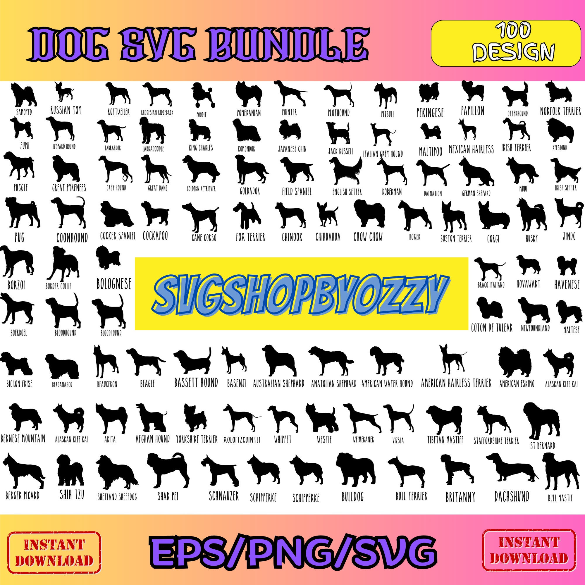 Dog SVG Bundle, Dog Png Bundle, Dog Mom Svg, Dog Breeds SVG, Dog ...