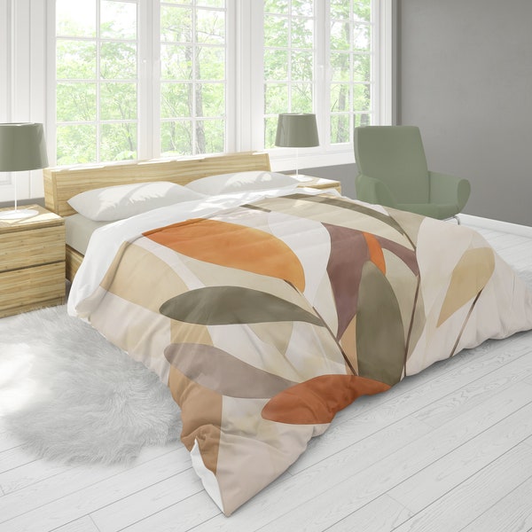 Queen Bed Tonal Leaf Duvet Cover main image 1