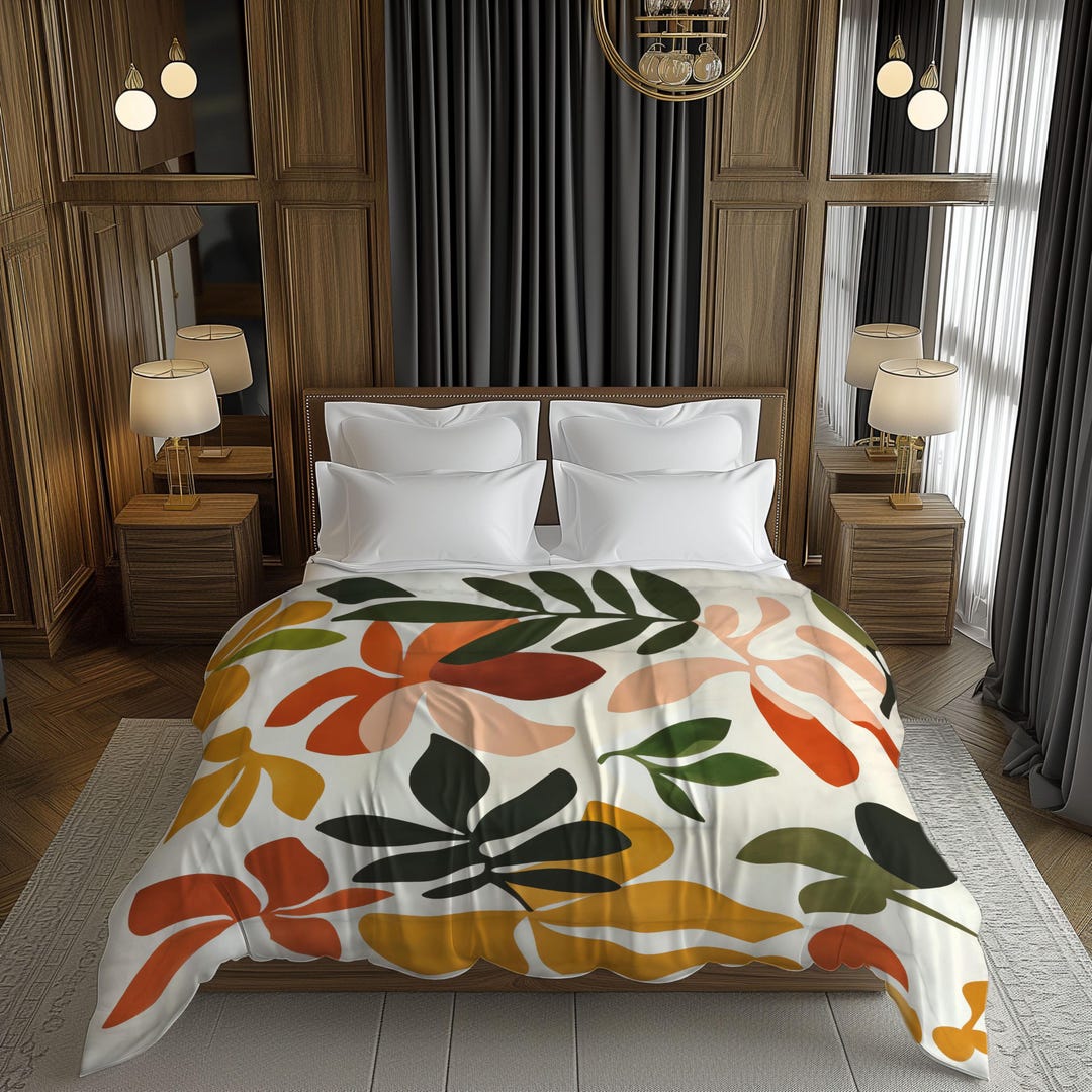 Colorful Floral Watercolor Comforter, Spring Bedding, Summer Botanical ...