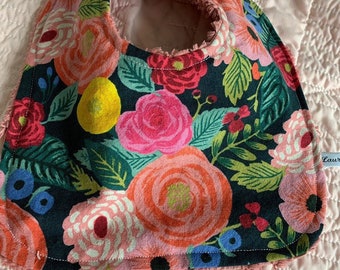 Floral Bouquet Vintage Chenille Drool Bib