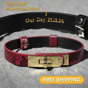 Personalized Leather Choker Necklace with Your Text – Custom Name Jewelry for Women, Adjustable and Stylish