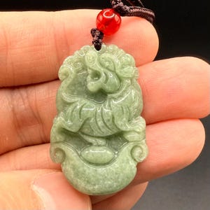 Chinese Zodiac Year of the Tiger Jade Jadeite Pendant Necklace