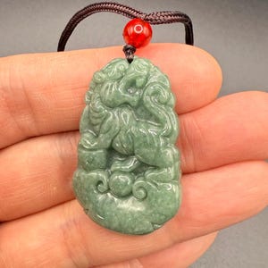 Chinese Zodiac Year of the Tiger Jade Jadeite Pendant Necklace -