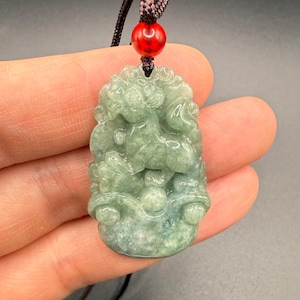 Chinese Zodiac Year of the Dog Pendant Necklace Jade Jadeite