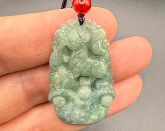 Chinese Zodiac Year of the Dog Pendant Necklace Jade Jadeite