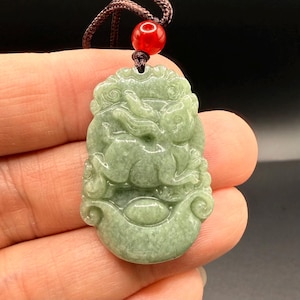 Chinese Zodiac Year of the Rabbit Pendant Necklace Jade Jadeite
