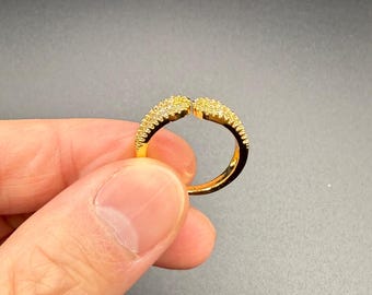 18K Gold Adjustable Open Ring: Handmade Stackable Boho Jewelry