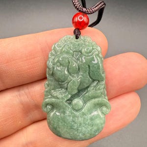 Chinese Zodiac Year of the Pig Jade Jadeite Pendant Necklace -