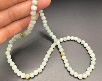 Light Green Jade Beaded Necklace: Natural Jadeite, 20 inch