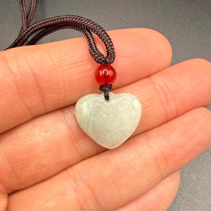 Real Green Jade Heart Charm Pendant, Natural Feicui Jewelry, Chinese Lucky Jade, Gift for Her, One of a Kind