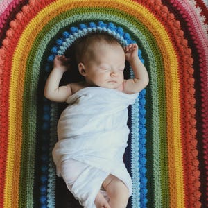 Crocheted Rainbow Baby Blanket: Textured Pride Decor