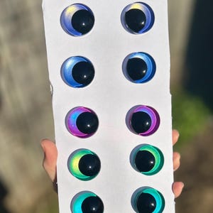 30mm Safety Eyes Moon Kawaii Offset Pupil-Hand Painted 3D Sinker Eyes for Amigurumi/Stuffed Animals/Plushies/Dolls/Crafts