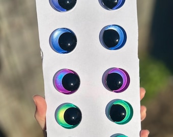 30mm Safety Eyes Moon Kawaii Offset Pupil-Hand Painted 3D Sinker Eyes for Amigurumi/Stuffed Animals/Plushies/Dolls/Crafts