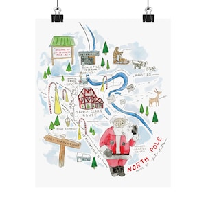 Weihnachten Nordpol Matte Vertikale Poster, Urlaub Dekor, Festliche Wandkunst, Geschenk für Kinder, Winter Wunderland Drucke